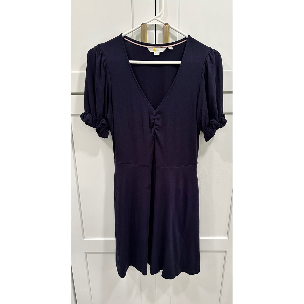 Boden Navy Mini Dress Puff Sleeve V-Neck Casual Party Dress US 6P